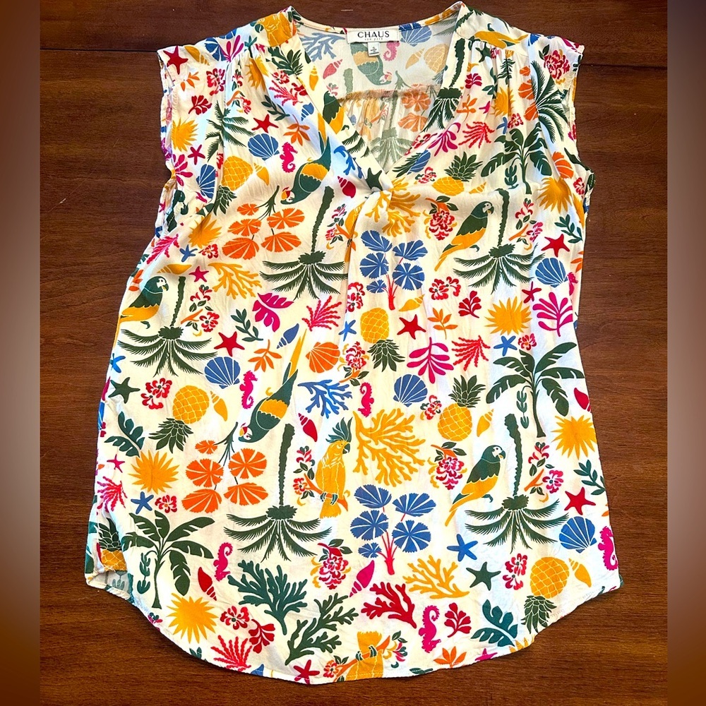 Chaus Colorful Floral Print Blouse